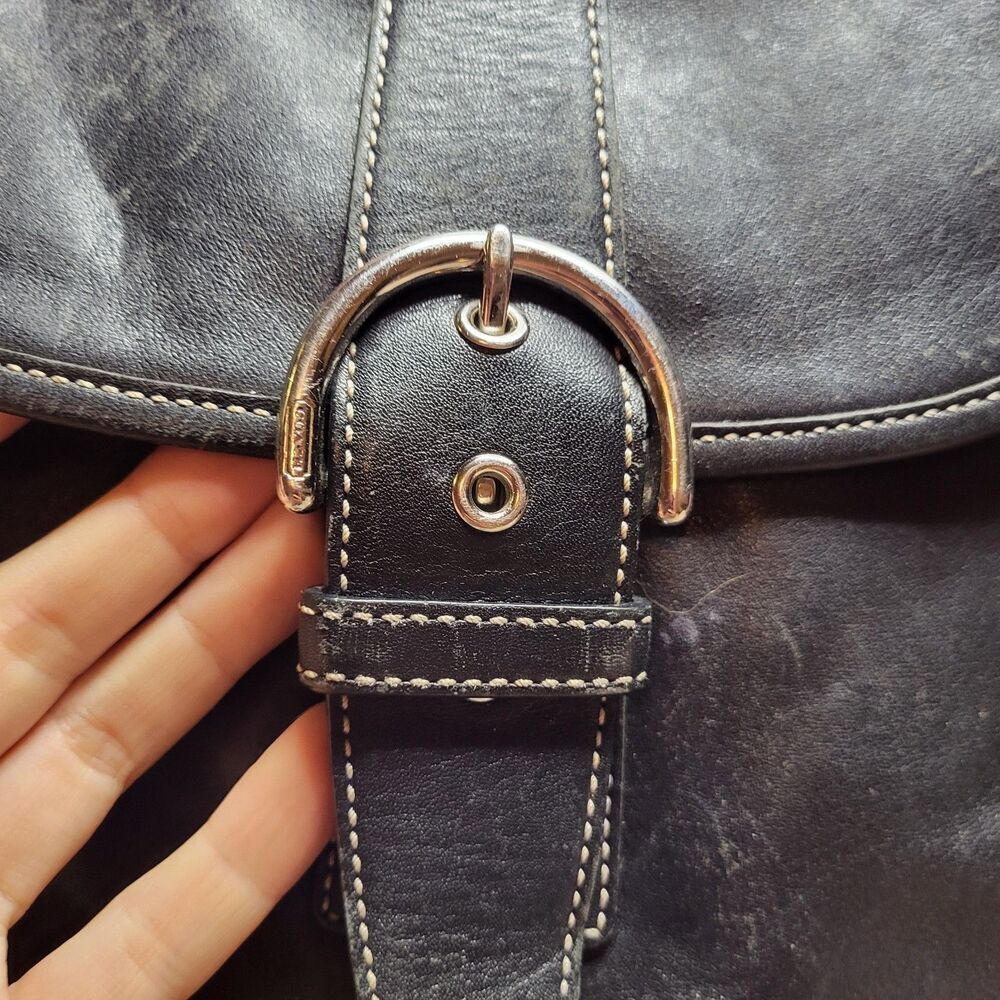 VINTAGE COACH Purse 9480 Soho Cross Body Black Supple Leather Shoulder - Picture 3 of 8